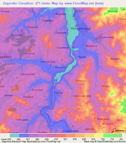 Zagorsko,Bulgaria Elevation Map