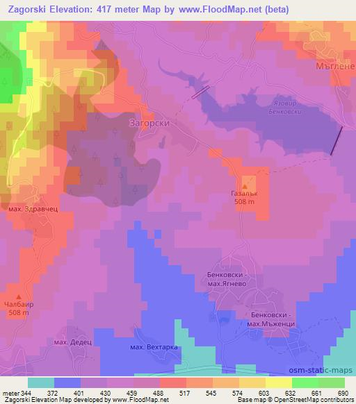 Zagorski,Bulgaria Elevation Map
