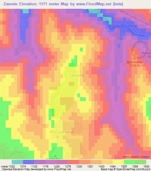Zaevete,Bulgaria Elevation Map