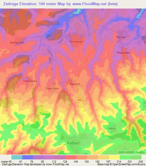 Zadruga,Bulgaria Elevation Map