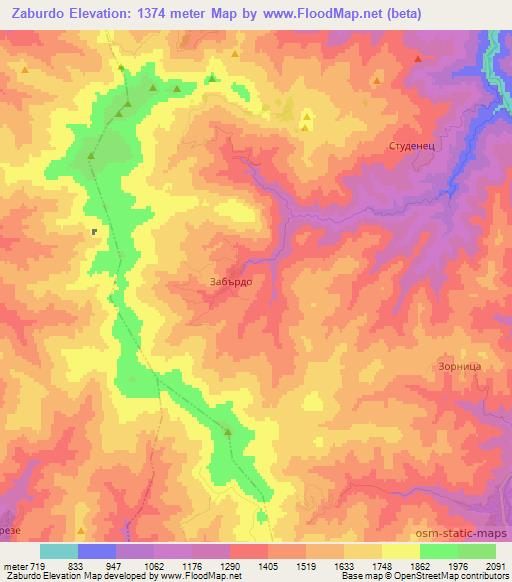 Zaburdo,Bulgaria Elevation Map