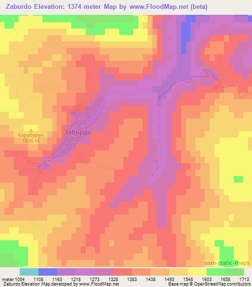 Zaburdo,Bulgaria Elevation Map