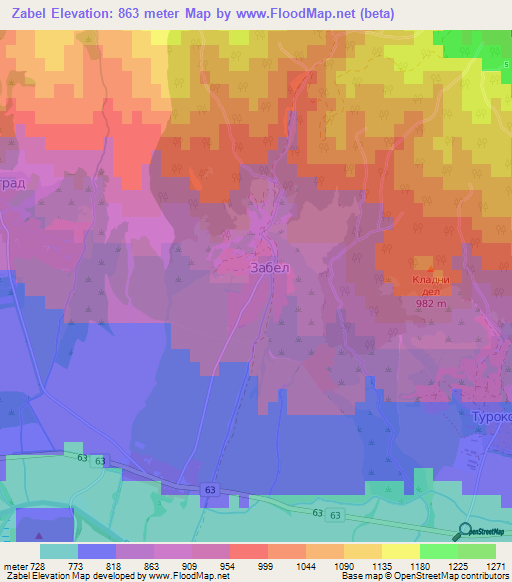 Zabel,Bulgaria Elevation Map