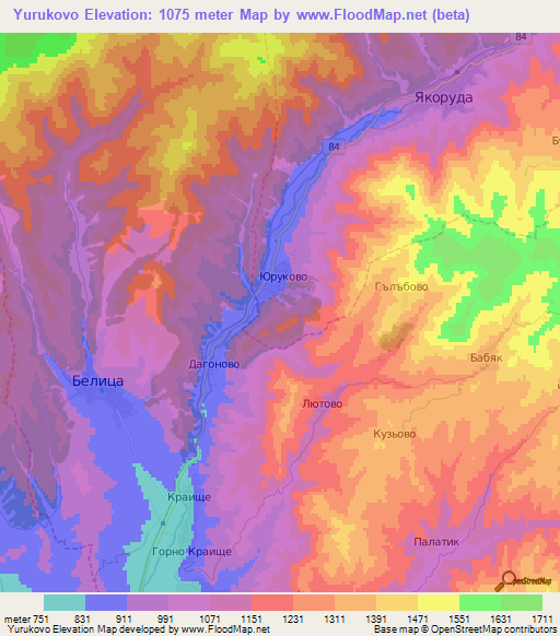 Yurukovo,Bulgaria Elevation Map