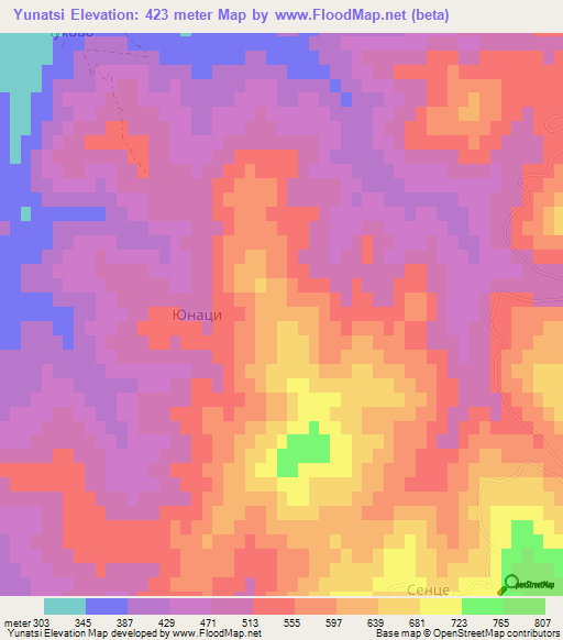 Yunatsi,Bulgaria Elevation Map