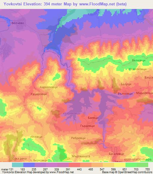 Yovkovtsi,Bulgaria Elevation Map