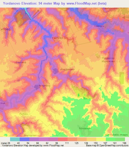 Yordanovo,Bulgaria Elevation Map