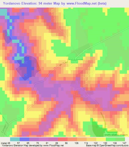 Yordanovo,Bulgaria Elevation Map