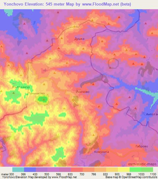 Yonchovo,Bulgaria Elevation Map