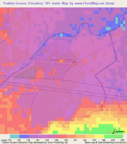 Yoakim-Gruevo,Bulgaria Elevation Map