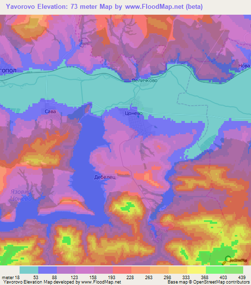 Yavorovo,Bulgaria Elevation Map