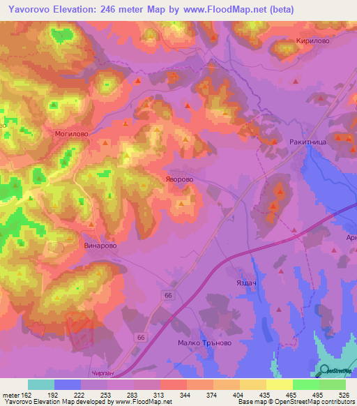 Yavorovo,Bulgaria Elevation Map