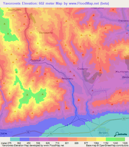 Yavorovets,Bulgaria Elevation Map
