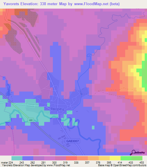 Yavorets,Bulgaria Elevation Map