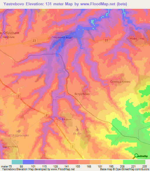 Yastrebovo,Bulgaria Elevation Map