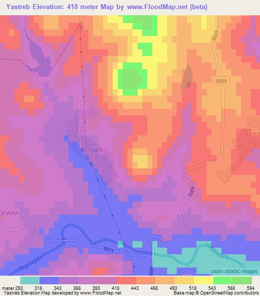 Yastreb,Bulgaria Elevation Map