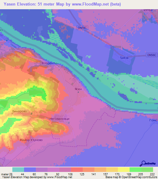 Yasen,Bulgaria Elevation Map