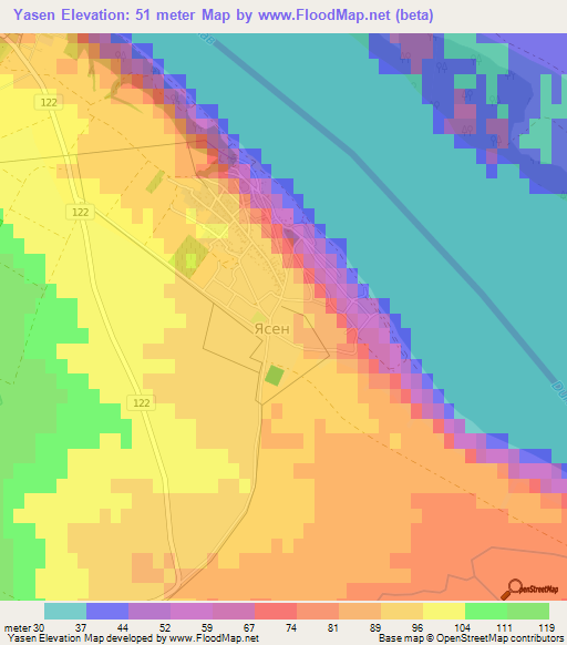 Yasen,Bulgaria Elevation Map