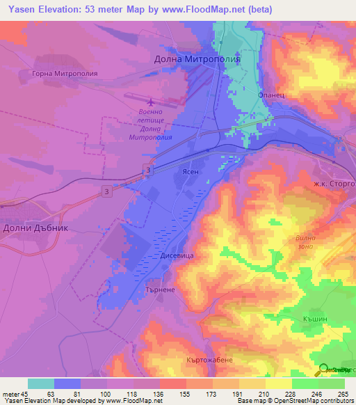Yasen,Bulgaria Elevation Map