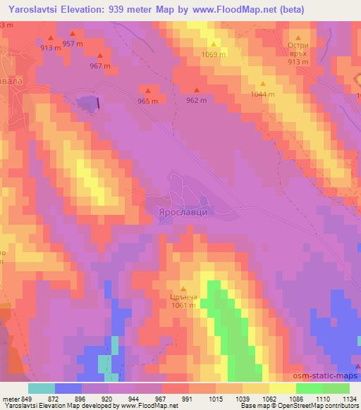 Yaroslavtsi,Bulgaria Elevation Map
