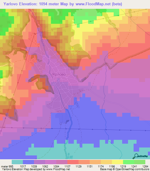 Yarlovo,Bulgaria Elevation Map
