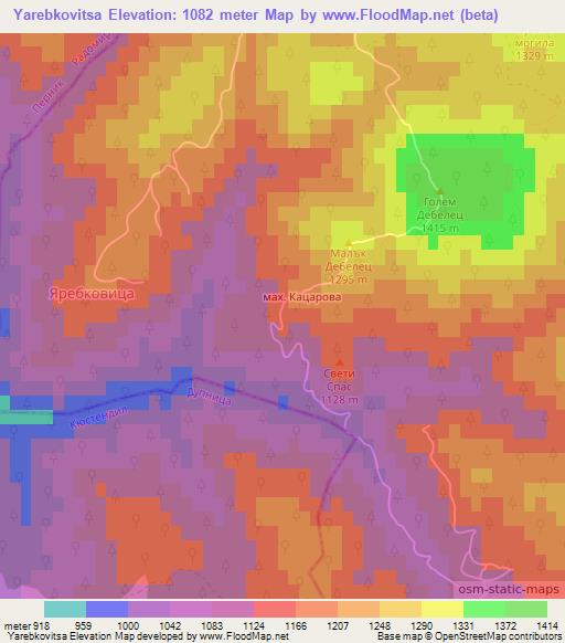 Yarebkovitsa,Bulgaria Elevation Map