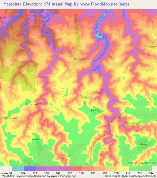 Yarebitsa,Bulgaria Elevation Map
