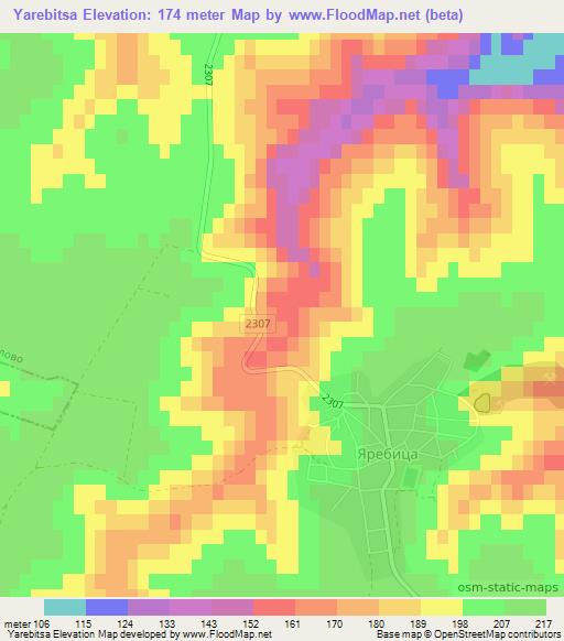 Yarebitsa,Bulgaria Elevation Map