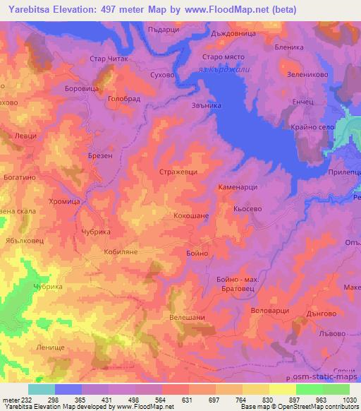 Yarebitsa,Bulgaria Elevation Map
