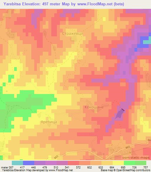 Yarebitsa,Bulgaria Elevation Map