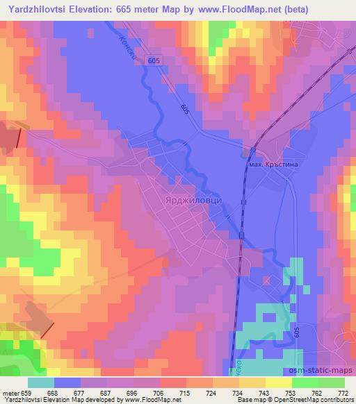 Yardzhilovtsi,Bulgaria Elevation Map