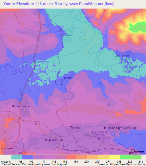 Yantra,Bulgaria Elevation Map