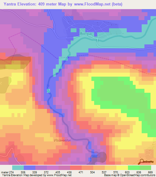 Yantra,Bulgaria Elevation Map