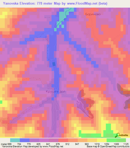 Yanovska,Bulgaria Elevation Map