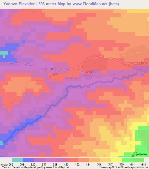 Yanovo,Bulgaria Elevation Map