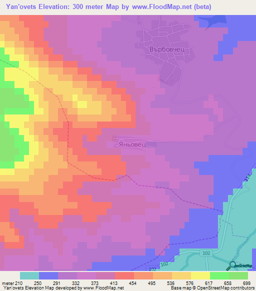 Yan'ovets,Bulgaria Elevation Map