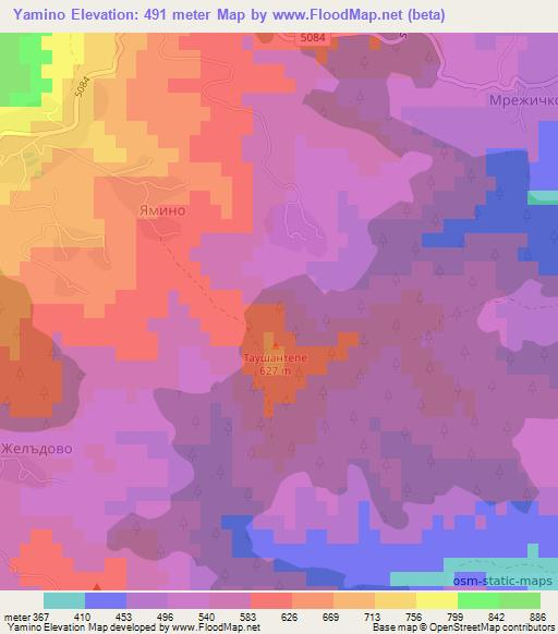 Yamino,Bulgaria Elevation Map