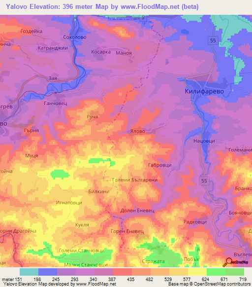 Yalovo,Bulgaria Elevation Map