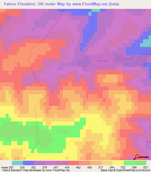Yalovo,Bulgaria Elevation Map