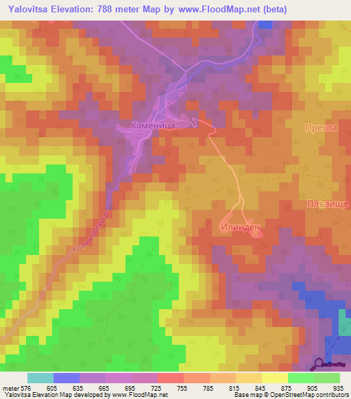 Yalovitsa,Bulgaria Elevation Map