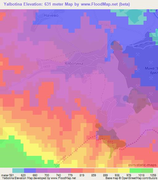 Yalbotina,Bulgaria Elevation Map