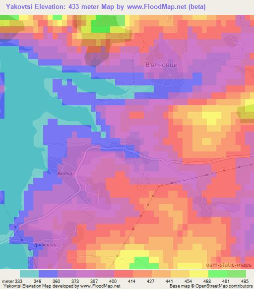 Yakovtsi,Bulgaria Elevation Map