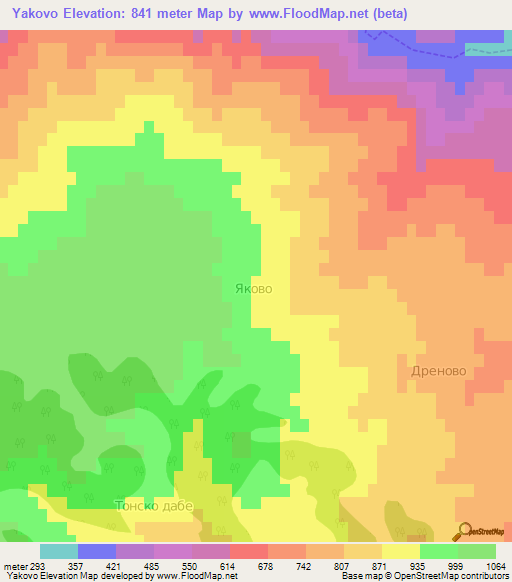 Yakovo,Bulgaria Elevation Map
