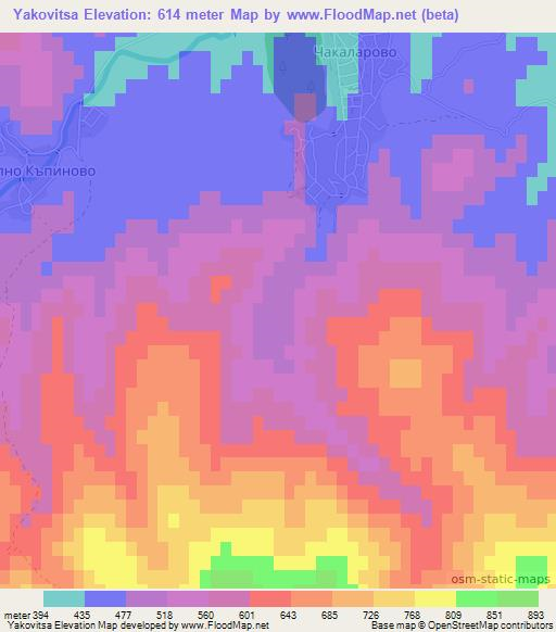Yakovitsa,Bulgaria Elevation Map