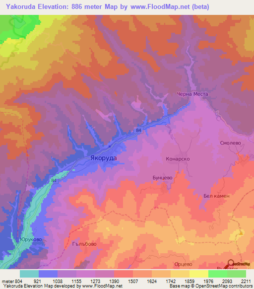 Yakoruda,Bulgaria Elevation Map