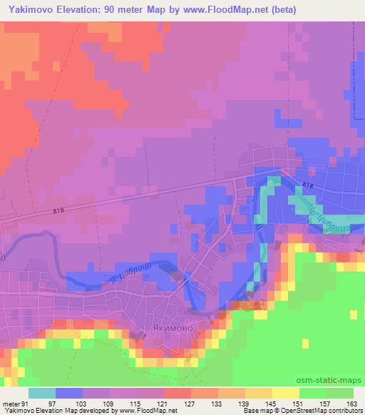 Yakimovo,Bulgaria Elevation Map