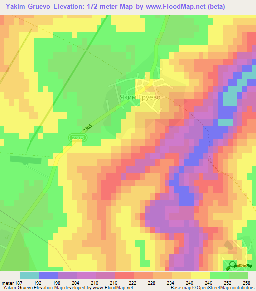 Yakim Gruevo,Bulgaria Elevation Map