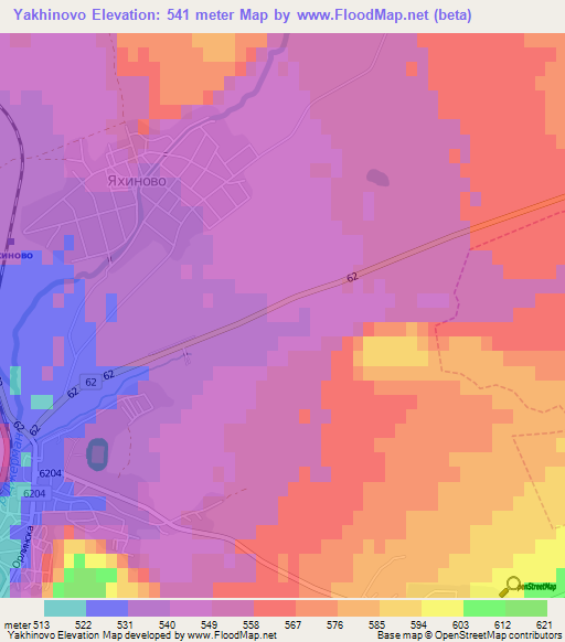 Yakhinovo,Bulgaria Elevation Map