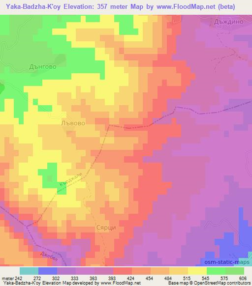 Yaka-Badzha-K'oy,Bulgaria Elevation Map