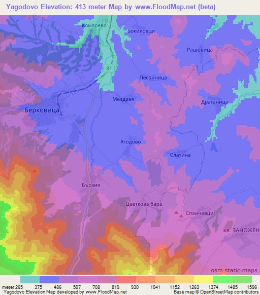 Yagodovo,Bulgaria Elevation Map